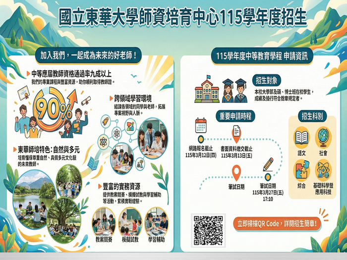 【中等學程】115學年度中等教育學程甄選報名簡章公告，歡迎踴躍報名圖片