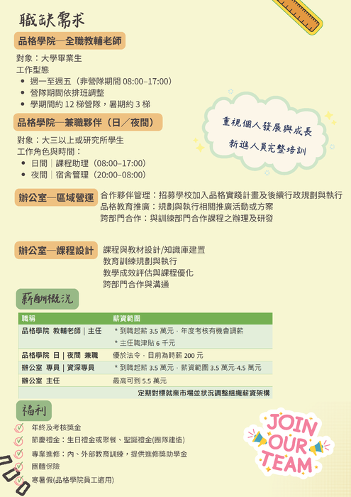 宏達文教-品格學院徵才圖片