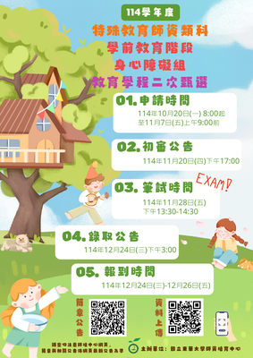 114學年學前特教二次甄選海報圖片